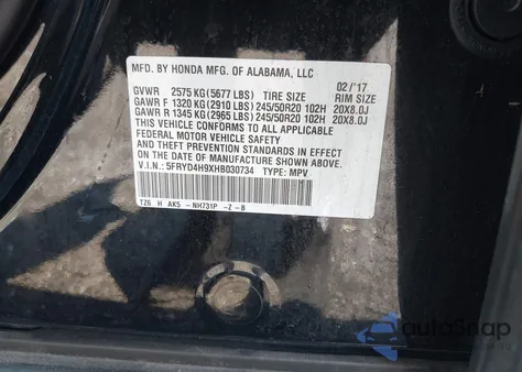 2017 Acura Mdx Advance Entertainment Pkgs z USA, uszkodzony, nr VIN 5FRYD4H9XHB030734